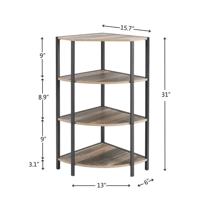 4-Tier Corner Shelf,Multipurpose Display Storage Stand For Kitchen,Home Office,living Room,Small Space Elegant Two-Tone Finish - product feature